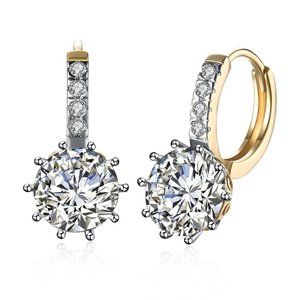 10 Prong Brilliant Round Cut Huggie Earring in 18K Gold Plated